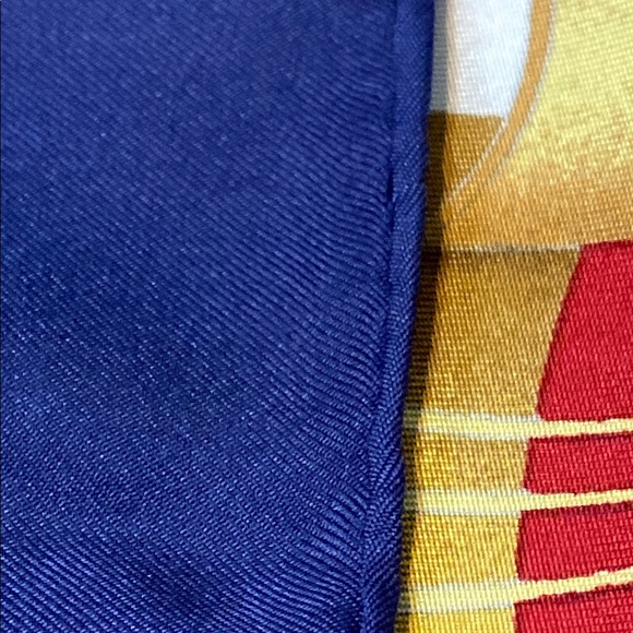 VNTG Hermes 1986 Liberty Centennial Blue and Gold Silk Twill 90CM Scarf - Picture 10 of 12